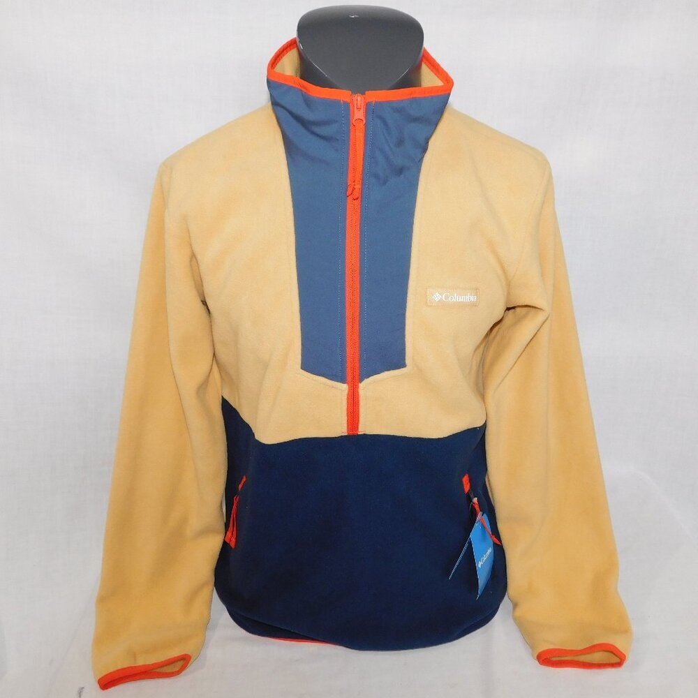 Columbia Sequoia Grove Half Zip Fleece Jacket Yellow Blue Orange NEW Mens S